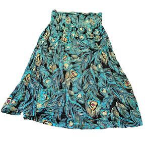 DIVIDED BY H&M peacock feather strapless tube top dress S/M boho tunic 2000s